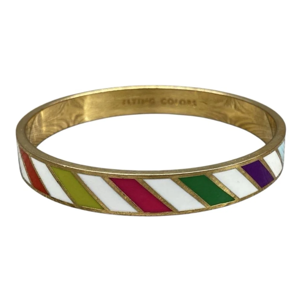 Kate Spade New York Gold Multicolor Striped Bangle Bracelet 1742 - Picture 1 of 6